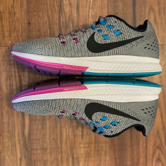 Nike Zoom Structure 19 Running Sneakers Casual Women 8 Gray Turquoise Pink - Picture 7 of 9